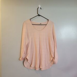 Anthropologie Akemi Kin Roll Tab Sleeve Scoop neck pullover Sweater top M